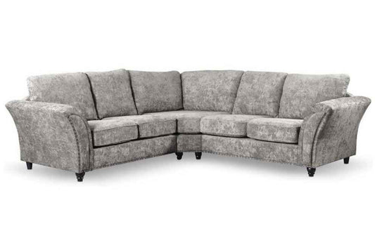 Calder Fabric Corner Sofa - Platinum & Stone