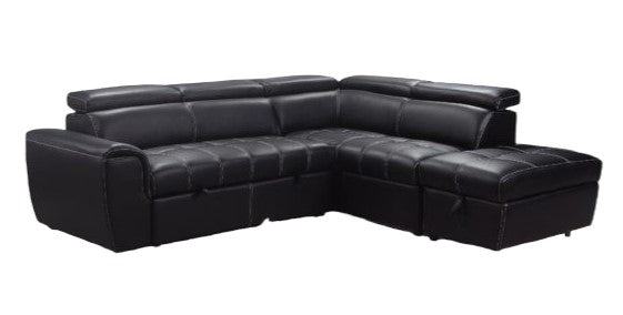 Nateby Black Leather Corner Sofa With Storage & OttomanSuites and sofasLakeland Sofa Warehouse 