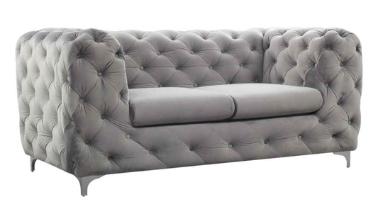 Stainton Button Grey Fabric Sofa