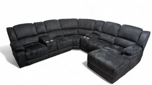 Venus Suede Fabric Power Recliner Corner Sofas With Chaise - Lakeland Sofa Warehouse