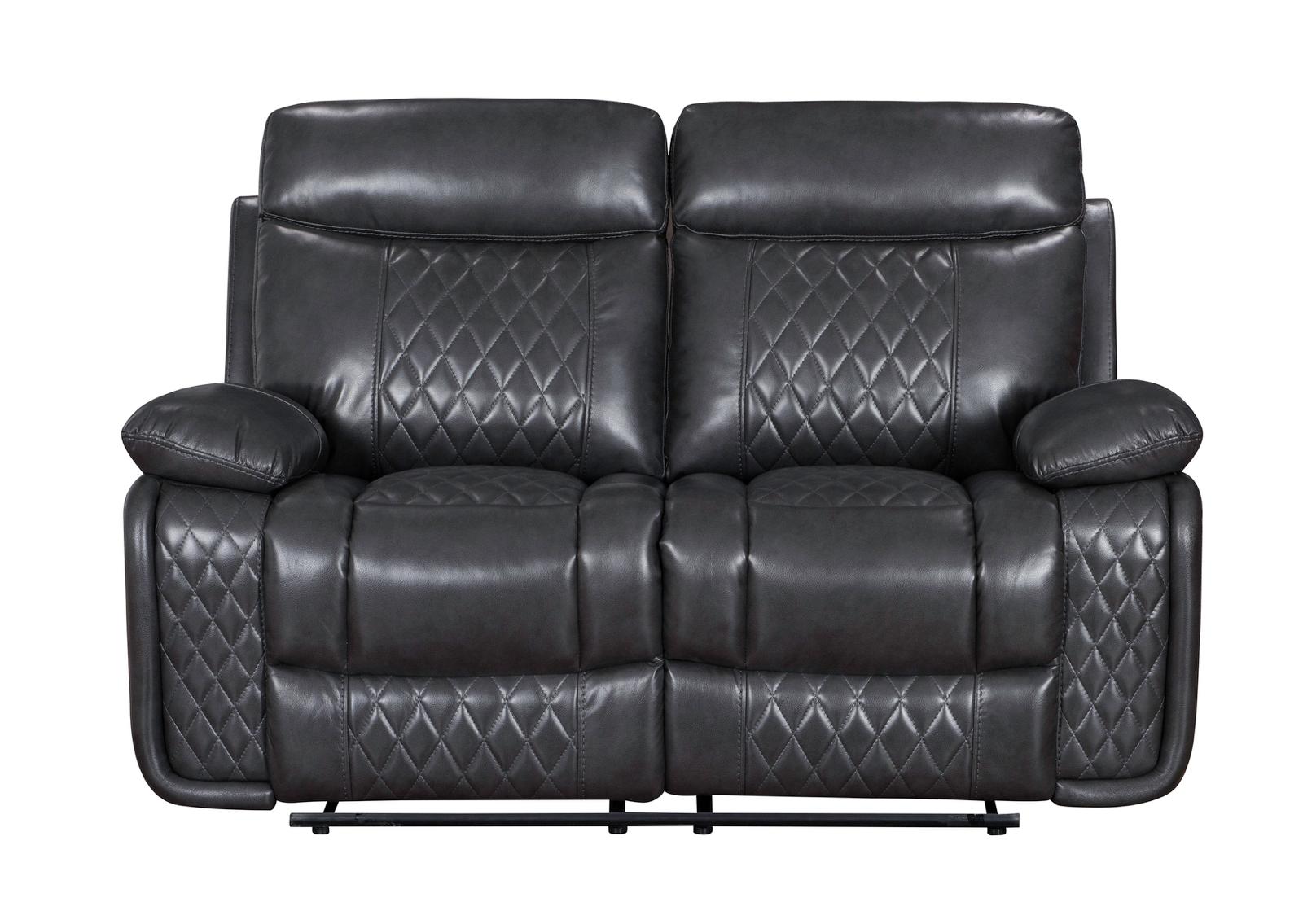 Atlanta Leather Reclining Corner Sofa in charcoal with quilted design.