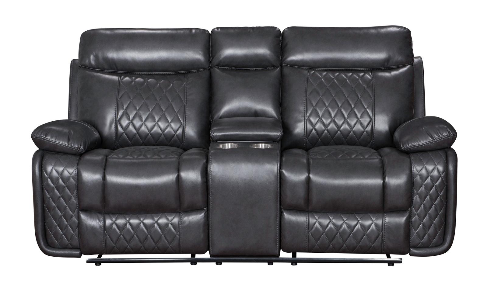 Atlanta Leather Reclining Corner Sofa with stitched design and plush seats in charcoal.