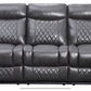 Atlanta Leather Reclining Corner Sofa in charcoal with stitched design and padded seats.