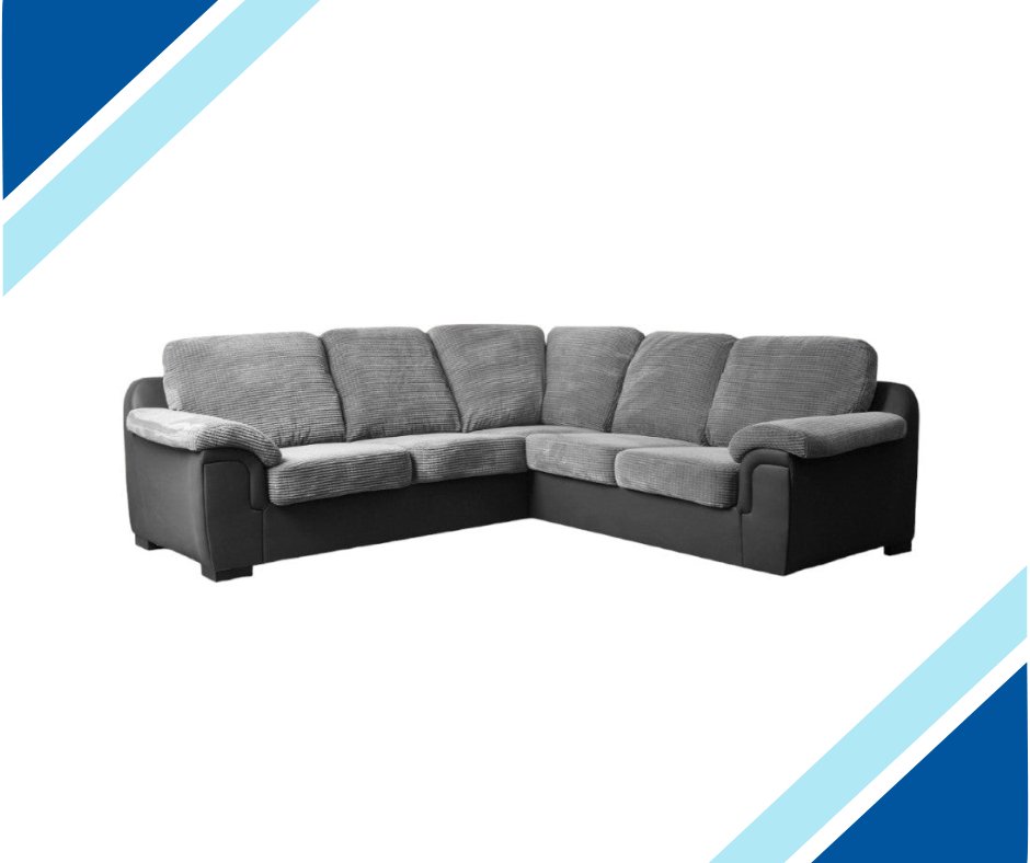 Alston Jumbo Cord Grey Corner Sofa - Lakeland Sofa Warehouse