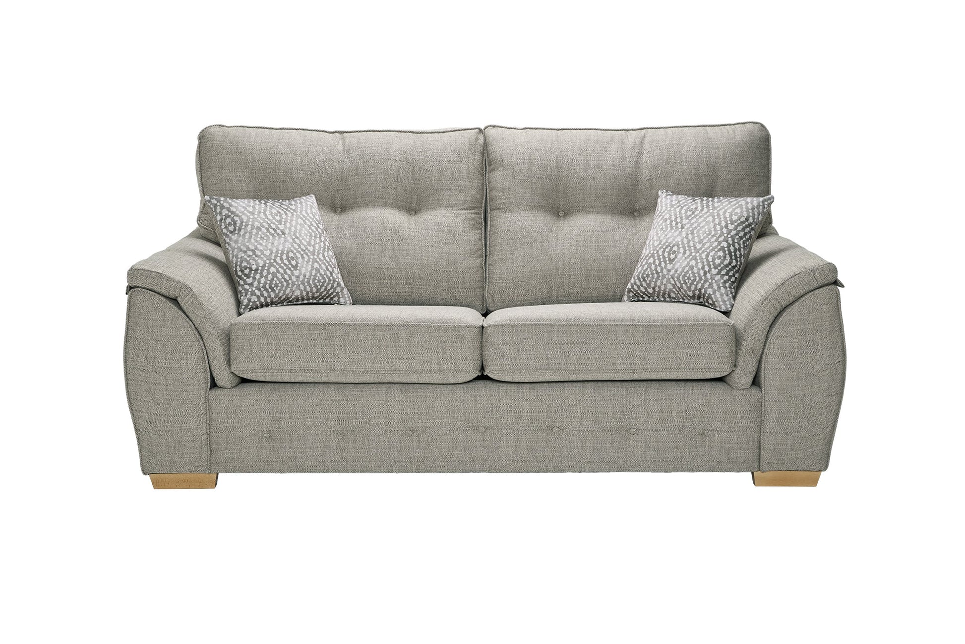 Ashley Fabric Corner Collection sofa with buttoned back cushions and cushioned armrests.