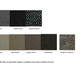 Fabric swatches for the Ashley Fabric Corner Collection, featuring Lisbon Rock, Slate, Mercury Night, Ivory, Beige, Coffee, Grey, and Mercury Tobacco.