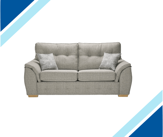 Ashley Fabric Sofa Collection with cushioned armrests and buttoned back cushions.