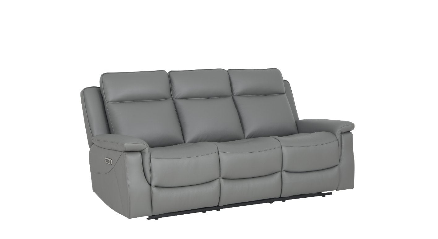 Aytos Real Leather Grey Sofa - Lakeland Sofa Warehouse