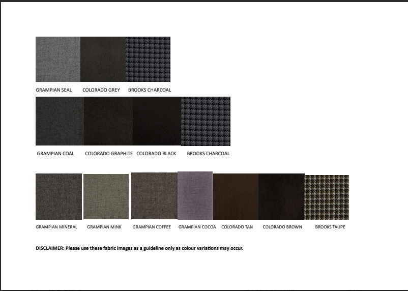 Fabric options for Barcelona Two Tone Sofa Collection.