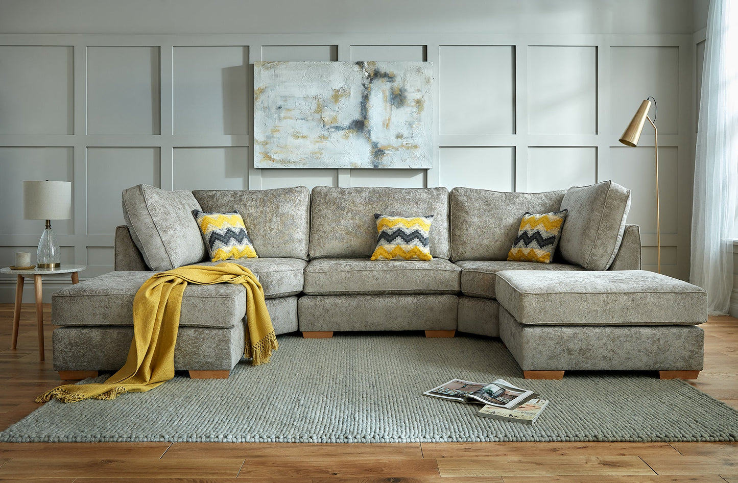 Bishop Fabric U Shaped Modular Corner Suite Sofa (Build your own) - Lakeland Sofa Warehouse