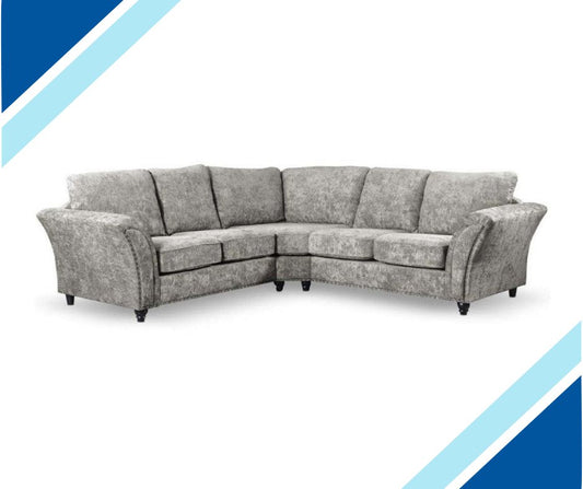 Calder Fabric Corner Sofa - Platinum & Stone - Lakeland Sofa Warehouse