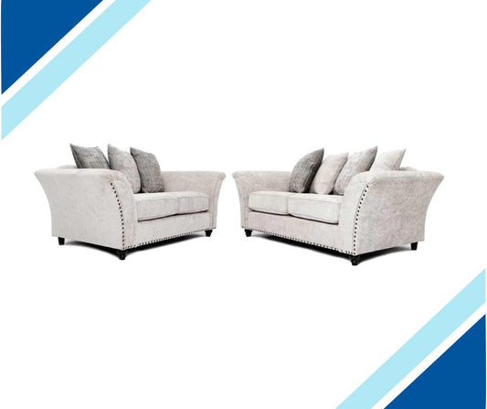 Calder Fabric Sofa Collection - Alaska Platinum & Stone - Lakeland Sofa Warehouse