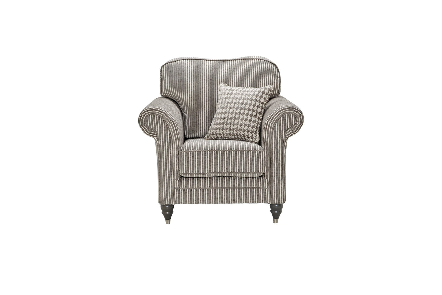 Cambridge Fabric Sofa Collection chair with traditional pinstripe and houndstooth pattern.