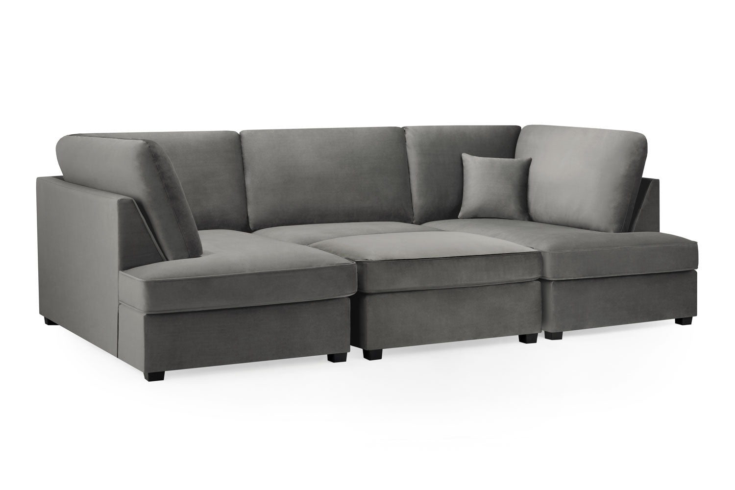 Carnabie U Shaped Plush Velvet Corner Sofa - Lakeland Sofa Warehouse