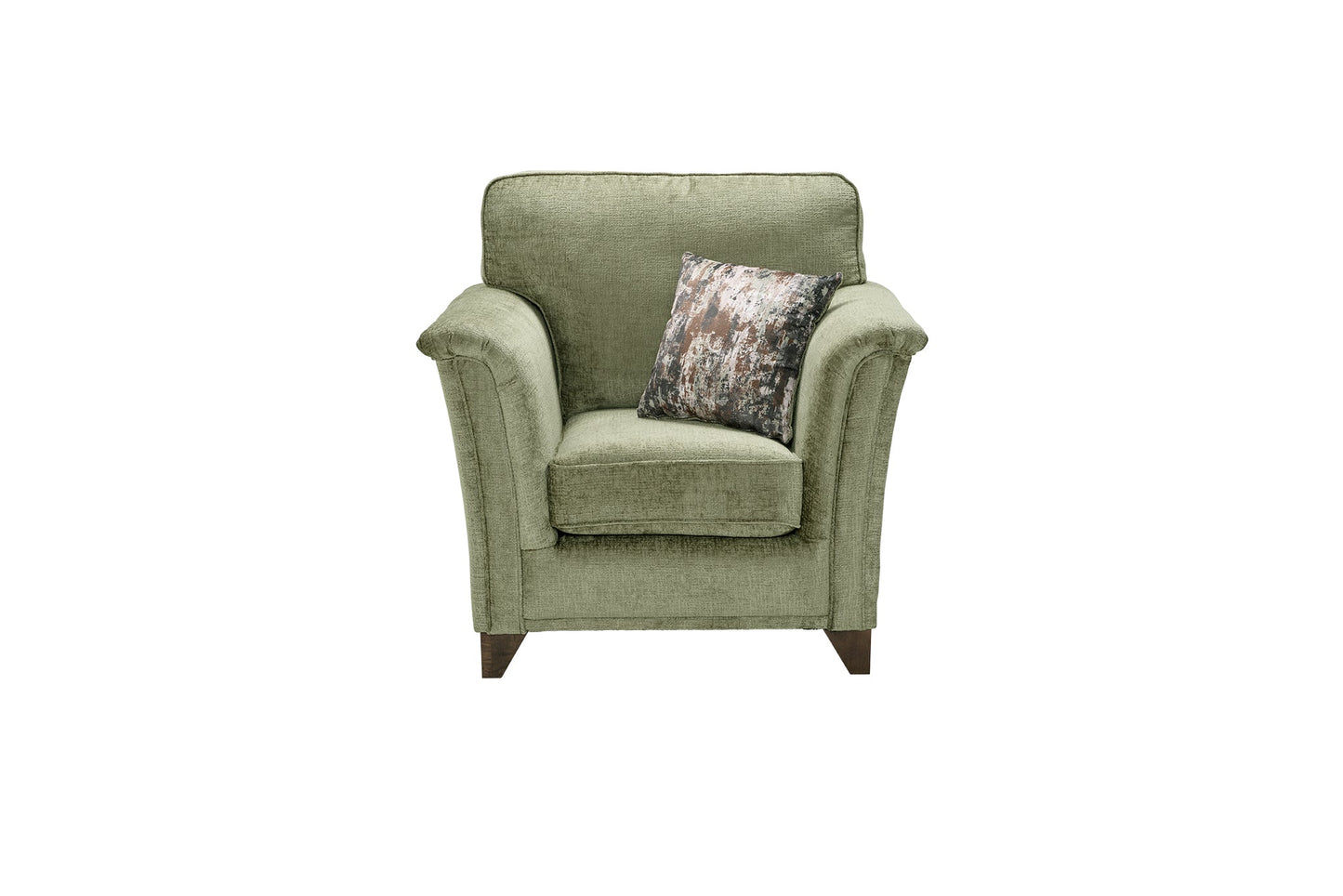 Carrington Fabric Sofa Collection green chair with cushion, elegant design.