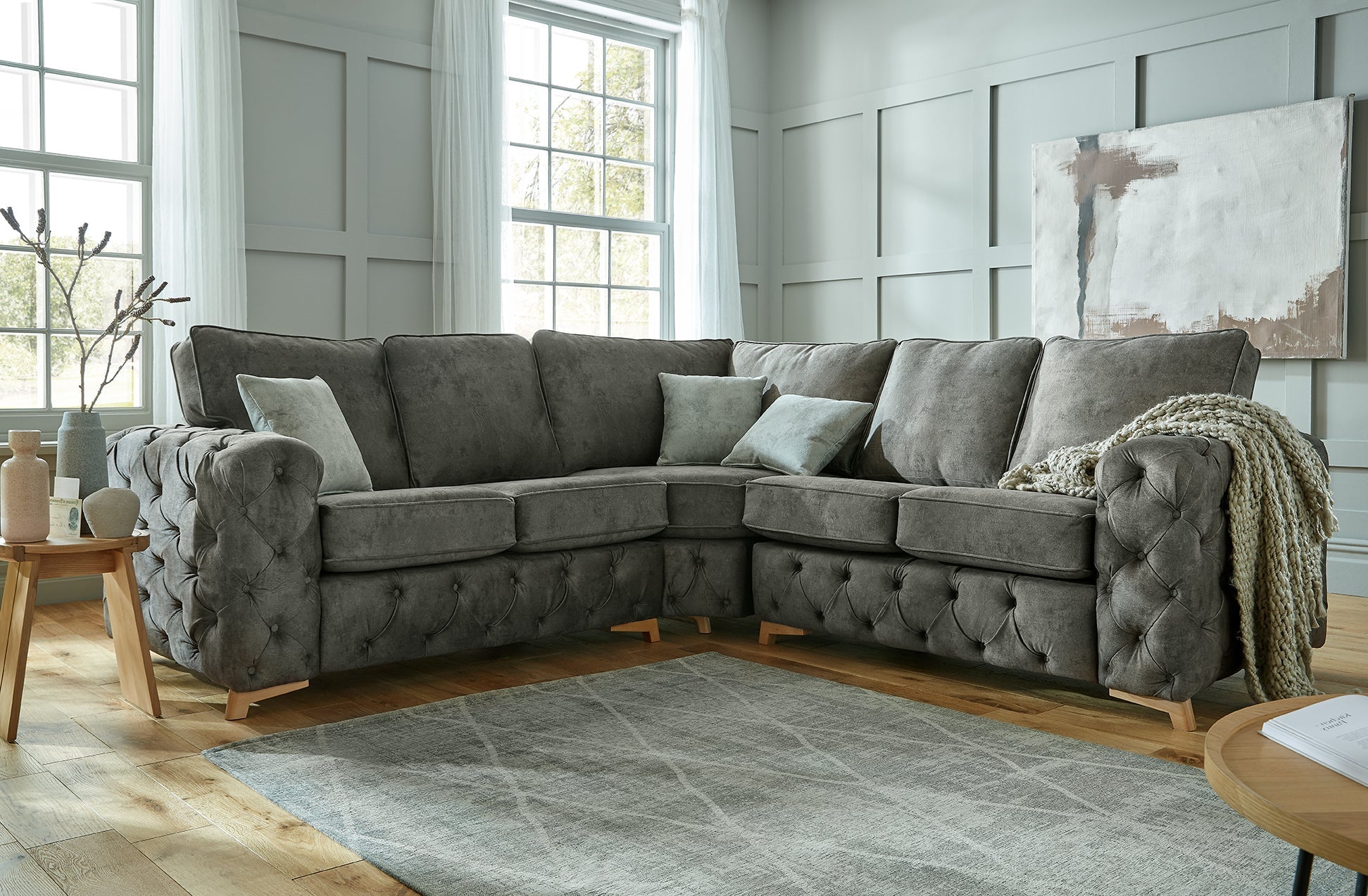 Gatsby Fabric Chesterfield Corner Sofa Collection - Lakeland Sofa Warehouse