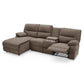 3 seater fabric recliner sofa with chaise and storage console in modern design.