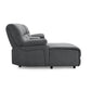 3 seater fabric recliner sofa with chaise in gray, featuring padded armrests and soft pocket sprung seats.