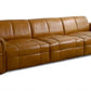 Isaac Leather 4 Seater Electric Sofa Bed in tan leather upholstery.