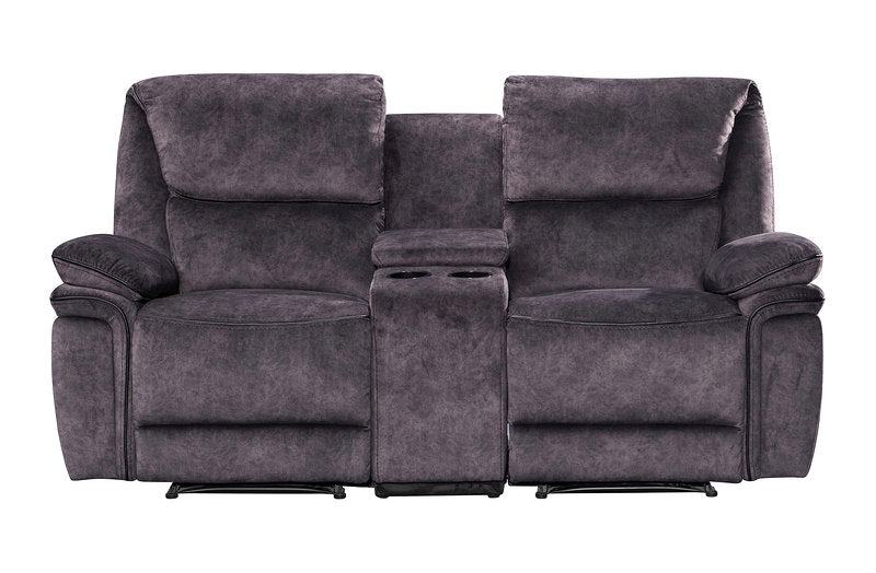 Milano Fabric Reclining Corner Sofa in charcoal suede with cup holders.