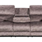 Milano Fabric Reclining Corner Sofa in taupe with cup holders.