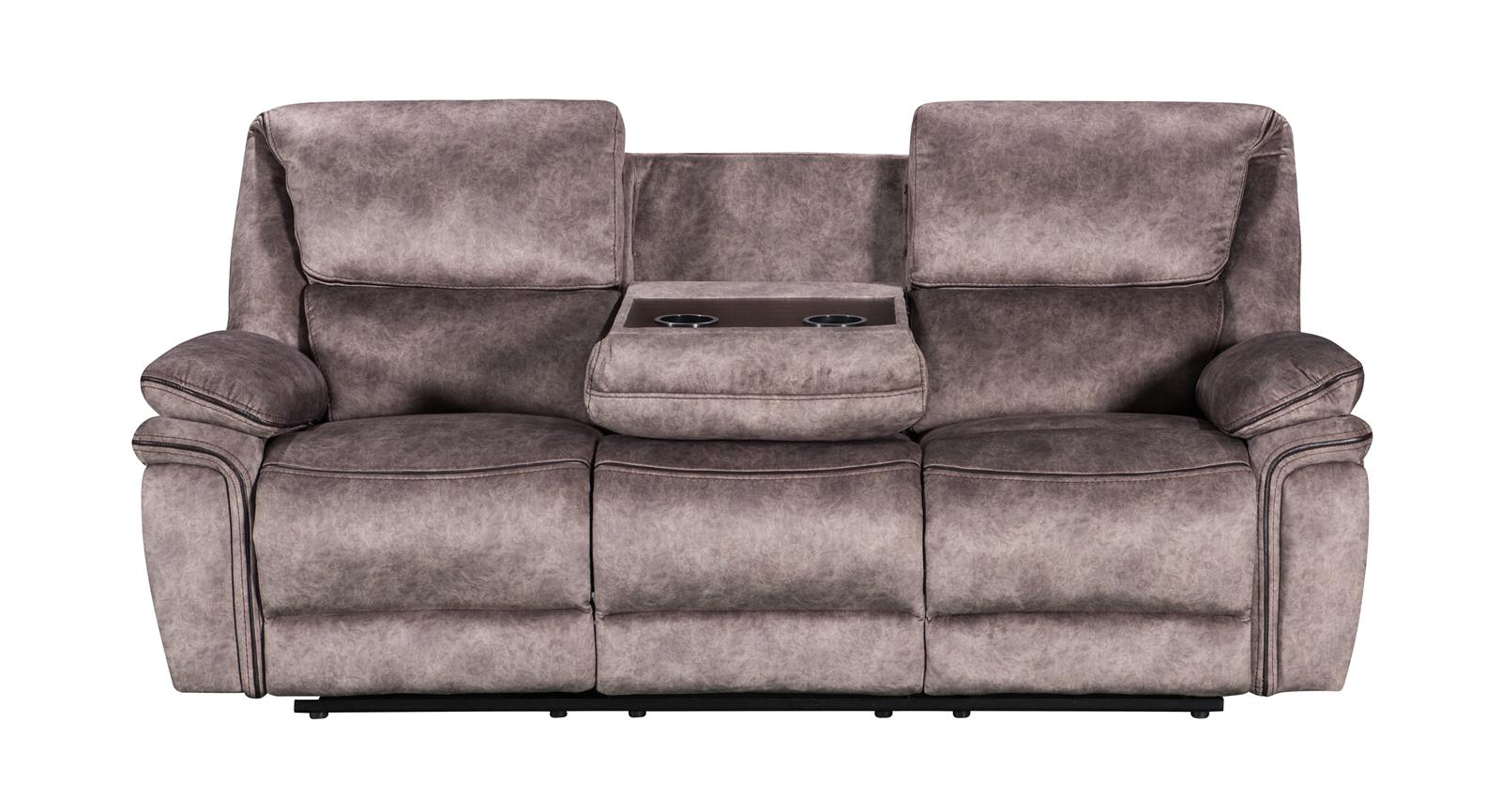 Milano Fabric Reclining Corner Sofa in taupe with cup holders.