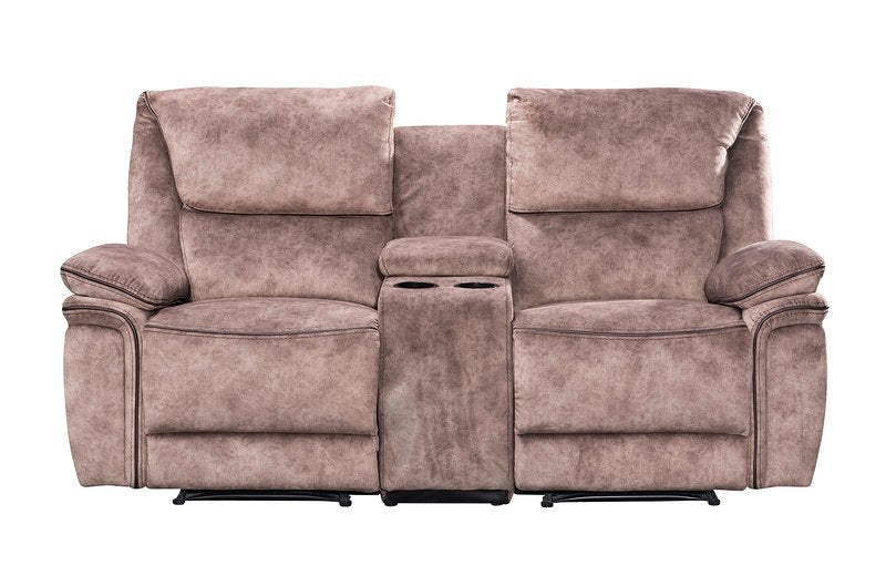 Milano Fabric Reclining Corner Sofa in suede fabric with cup holders for cinema-style experience.