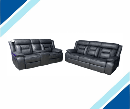 Dark grey Newton Leather Recliner Collection in 2 and 3 seater options.