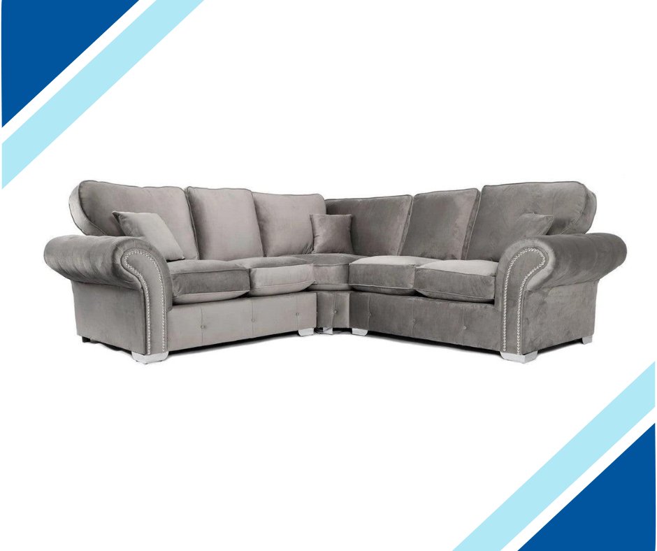 Orton Fabric Plush Grey Corner Sofa - Lakeland Sofa Warehouse