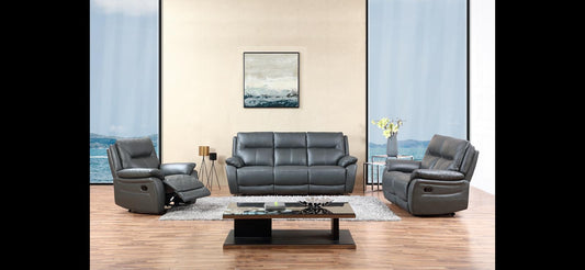 Rimini Leather Reclining Range in a modern living room setup.