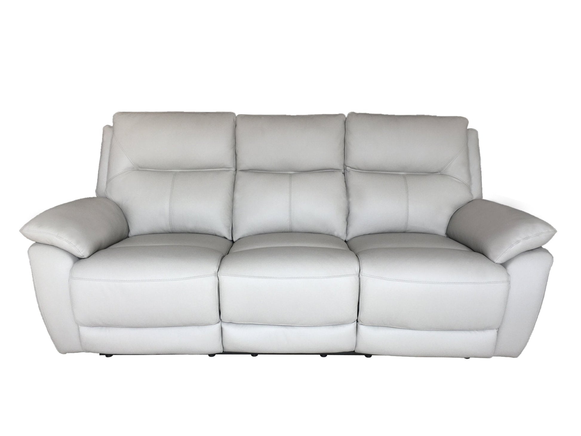 Rimini Leather Reclining sofa in soft cow leather, available in Chestnut, Charcoal, and Putty.