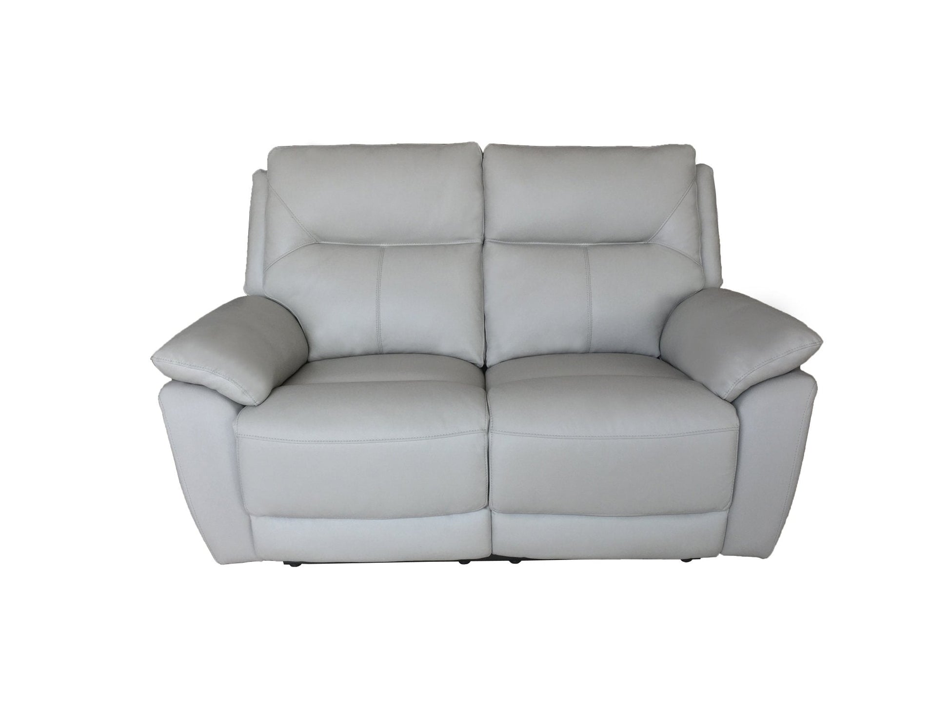 Rimini Leather Reclining Range in Putty color with plush cushions.