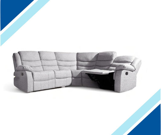 Rosley Fabric Recliner Corner Sofa - Grey - Lakeland Sofa Warehouse