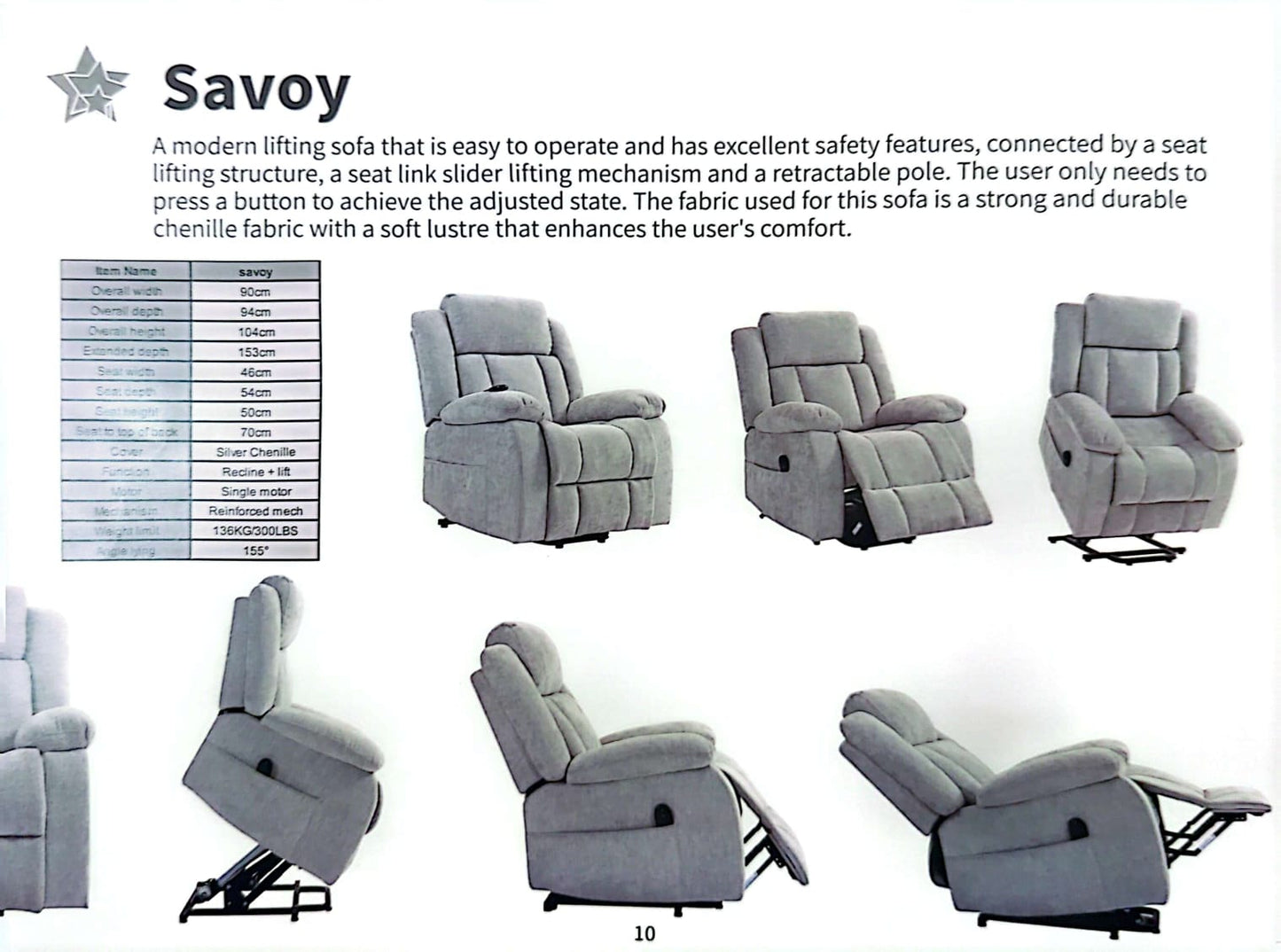Savoy Fabric Rise and Recline Chair - Lakeland Sofa Warehouse