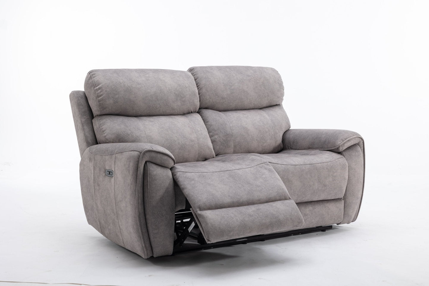 Seville Fabric Modular Recliner Sofa in grey with electric reclining and USB ports.