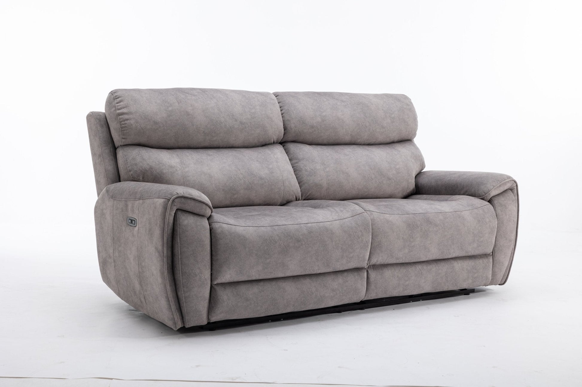 Seville Fabric Modular Recliner Sofa in grey with electric reclining and USB ports.