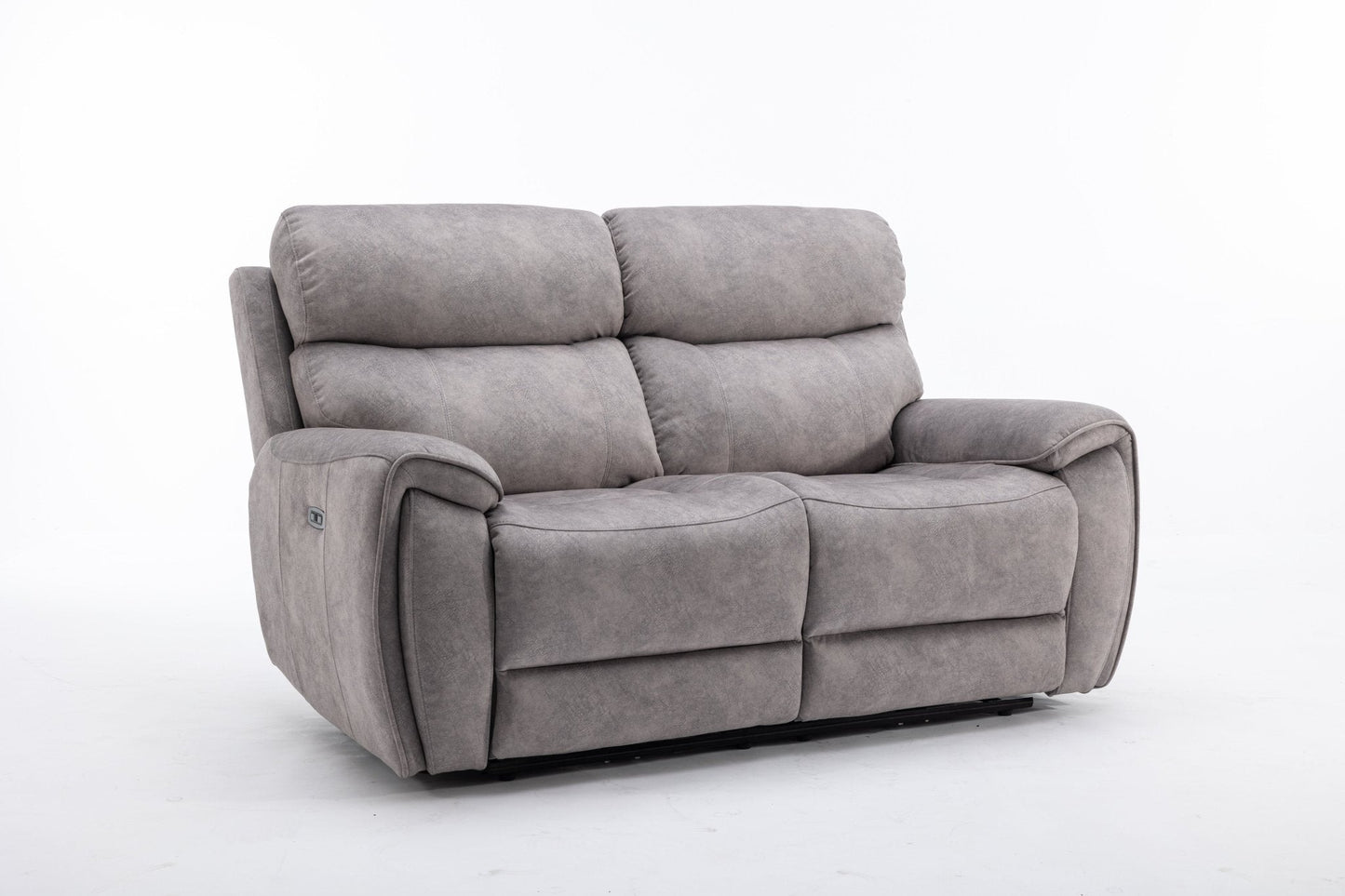 Seville Fabric Modular Recliner Sofa in grey with electric reclining and USB ports.