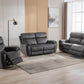 Seville Fabric Modular Recliner Sofa in grey with electric reclining and USB ports in living room setting.