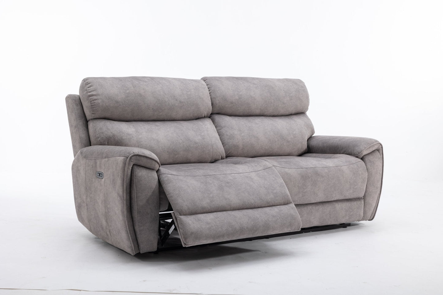 Seville Fabric Modular Recliner Sofa in grey with electric reclining and USB ports.