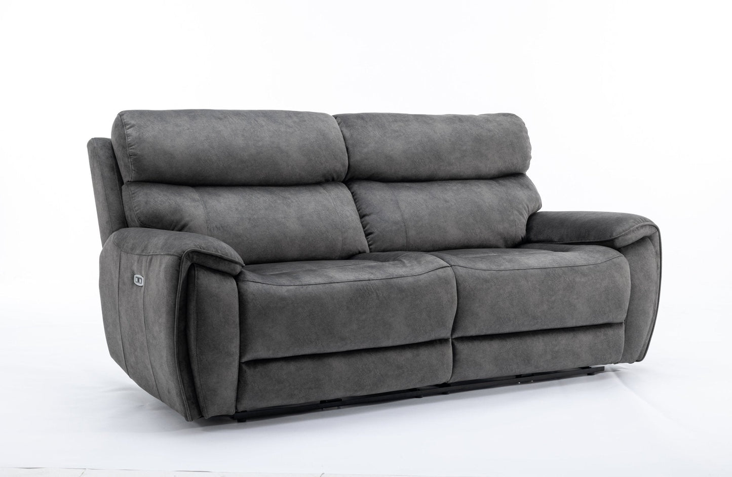 Seville Fabric Modular Recliner Sofa in stylish grey with electric reclining and USB ports.