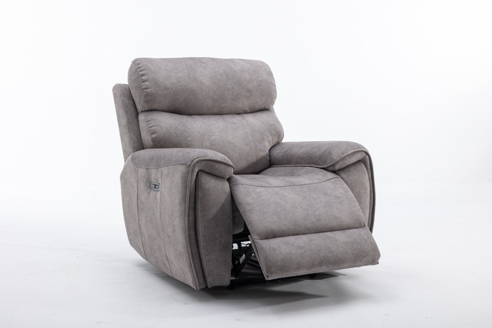 Seville Fabric Modular Recliner Sofa in grey with electric reclining and USB ports.