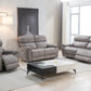 Seville Fabric Modular Recliner Sofa set in grey, featuring electric reclining and USB ports.