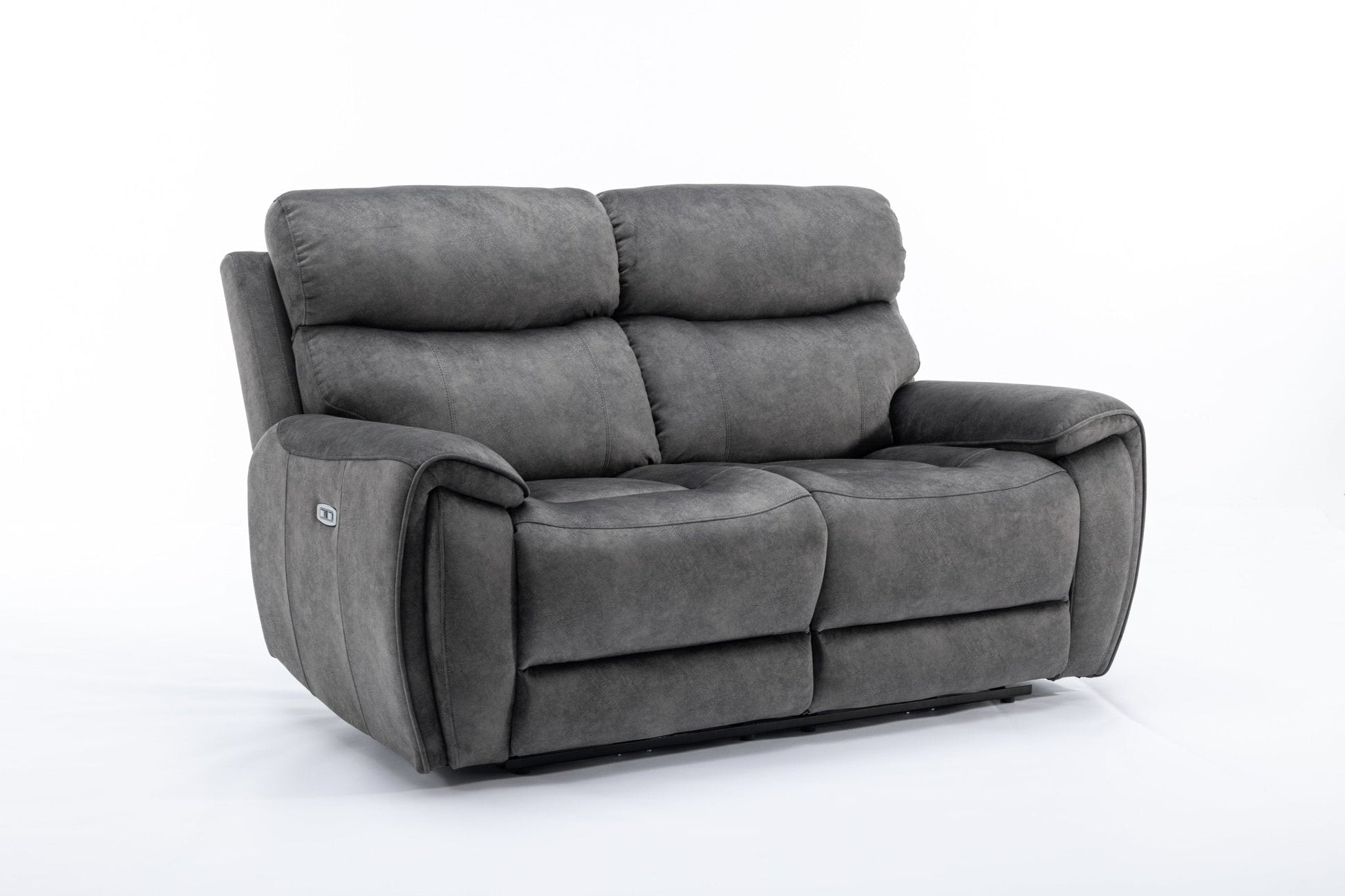 Seville Fabric Modular Recliner Sofa in grey with electric reclining and USB ports.