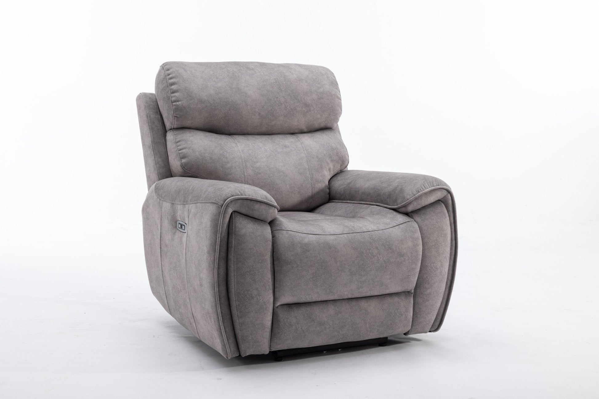 Seville Fabric Modular Recliner Sofa in grey with electric reclining and USB ports.