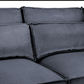 Sloane Fabric Sofa Collection in dark grey velvet fabric, showcasing plush cushions and durable design.