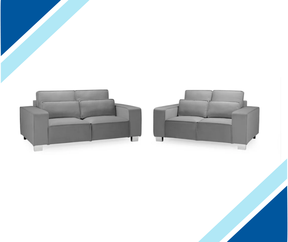 Sloane Fabric Sofa Collection in grey velvet, featuring a durable and comfortable design.