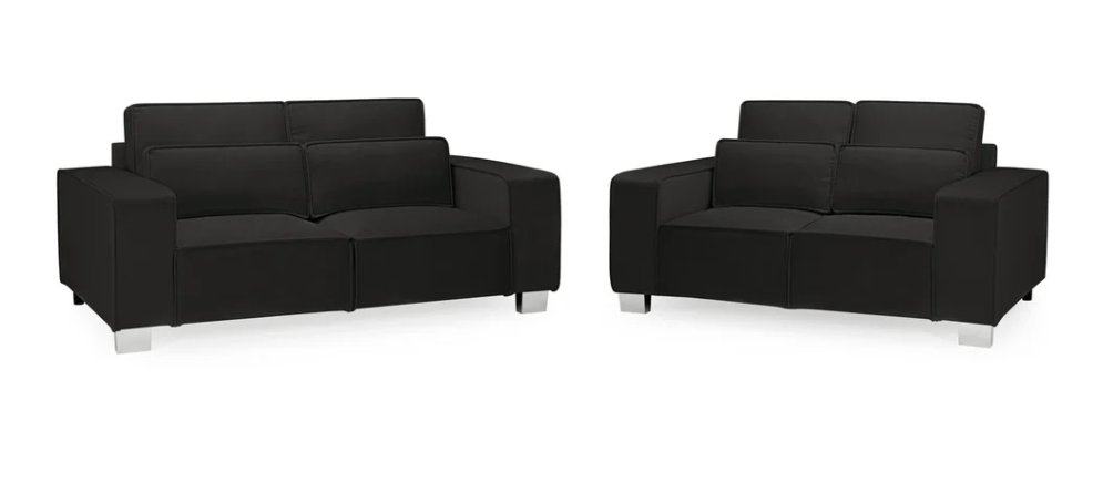 Black Sloane Fabric Sofa Collection with modern design and plush cushions.