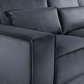 Sloane Fabric Sofa Collection in dark grey velvet, showcasing plush cushions and armrest details.