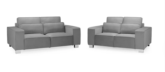 Sloane Fabric Sofa Collection in grey, showcasing modern bulky design and comfort.