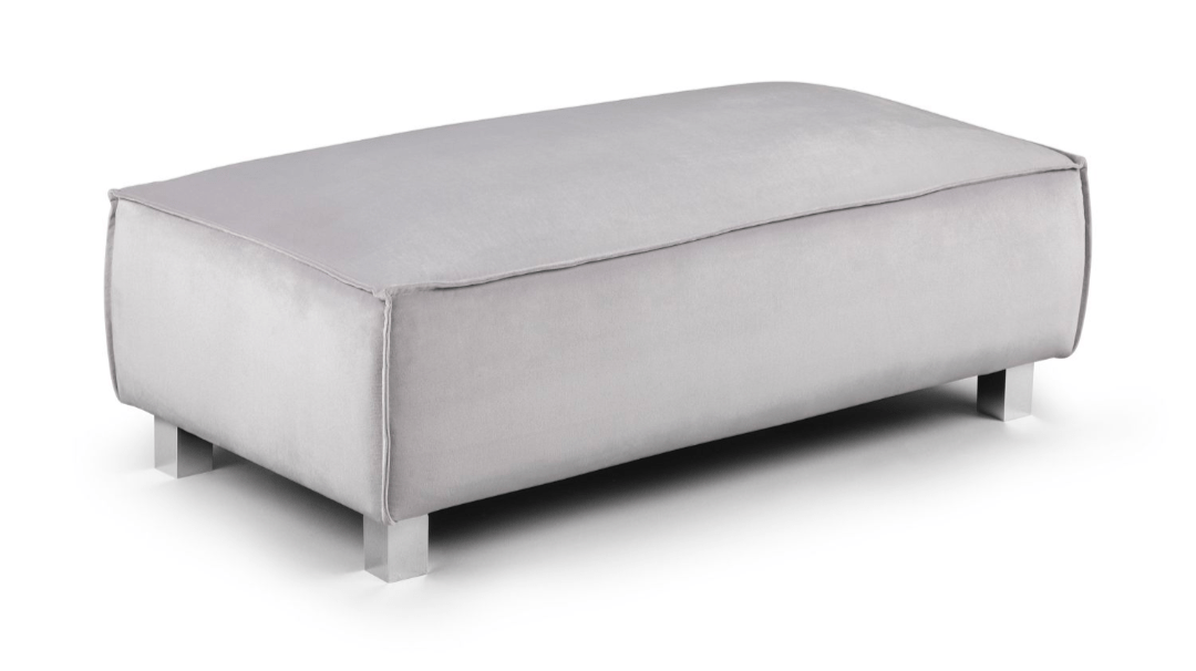 Sloane Fabric Sofa Collection grey velvet ottoman.